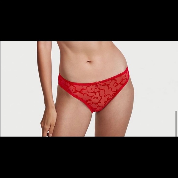 Victoria’s Secret | Flocked bow bikini red pantie - Picture 2 of 3